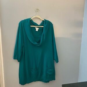 Monroe & Main teal cowl sweater 2X
